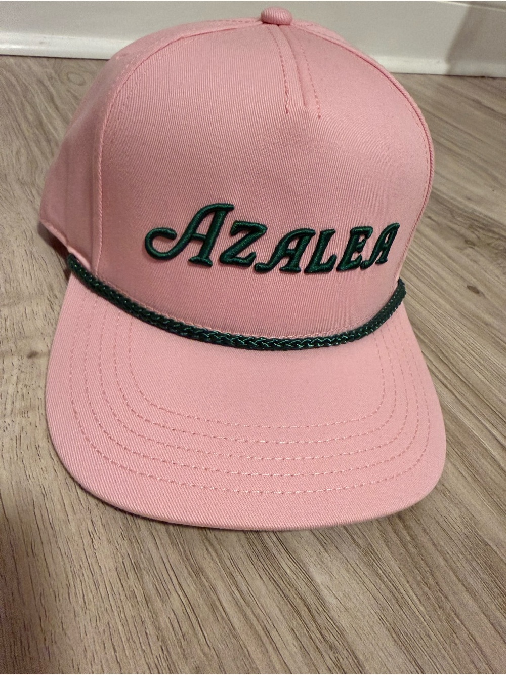 Masters Pink Hat with Green Embroidery
